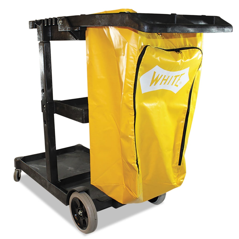 Impact Janitorial Cart, Plastic, 3 Shelves, 1 Bin, 20.5in x 48in x 38in, Yellow MPN:6850