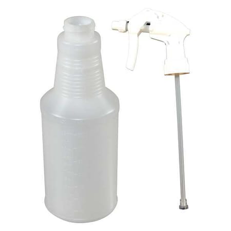 Trigger Spray Bottle, 18 oz, Stream, 10 3/8 in H, 7 1/4 in Dip Tube L, No Imprint, Plastic, Clear MPN:5016/5816DZ-91-AS002