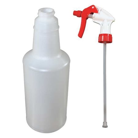 Trigger Spray Bottle, 32 oz, Stream, 12 1/2 in H, 9 7/8 in Dip Tube L, No Imprint, Plastic, Clear MPN:5032WG/5906DZ-AS002