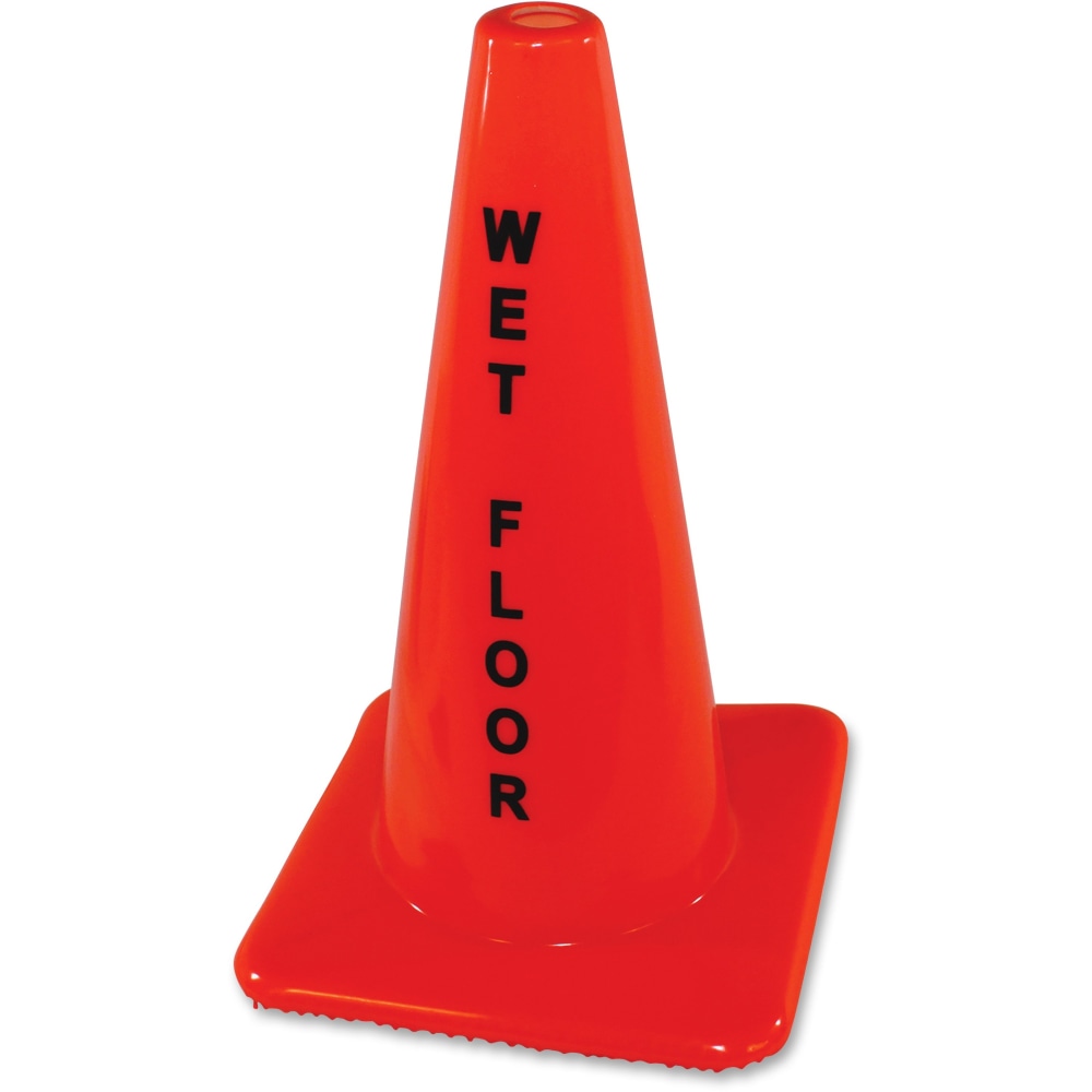 Impact Wet Floor Orange Safety Cone - 6 / Carton - English - Wet Floor Print/Message - 16.6in Width x 18in Height - Cone Shape - Heavy Duty - Vinyl - Orange MPN:9100CT