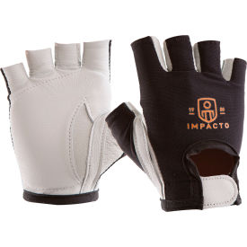 Impacto Pearl Leather Half Finger Anti-Vibration Gloves L/9 Black/White 40130110040