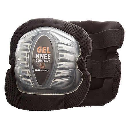 Knee Pad, Hard Shell, Gel Pad, Plastic, Rubber Cap, hook-and-loop Closure, 2 Straps, Black, Clear MPN:864-00