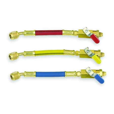 Ball Valve Hose Set, 6 In, Red, Yellow, Blue MPN:800-MBS
