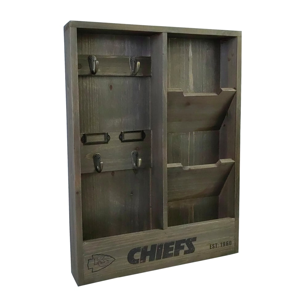 Imperial NFL Wall Mounted Wood Organizer, 19inH x 14-1/4inW x 2-3/4inD, Kansas City Chiefs MPN:IMP 663-1006