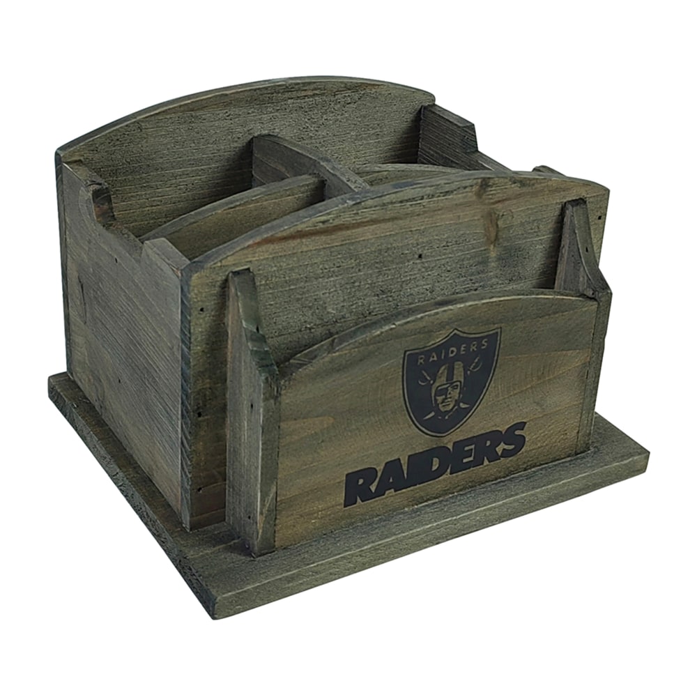 Imperial NFL Rustic Desk Organizer, 8inH x 8-1/2inW x 6-1/2inD, Las Vegas Raiders MPN:IMPÂ  648-1010