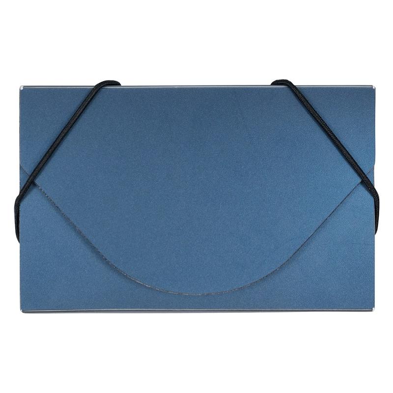 JAM Paper Business Card Case With Elastic Closure, Blue Metallic MPN:3656189