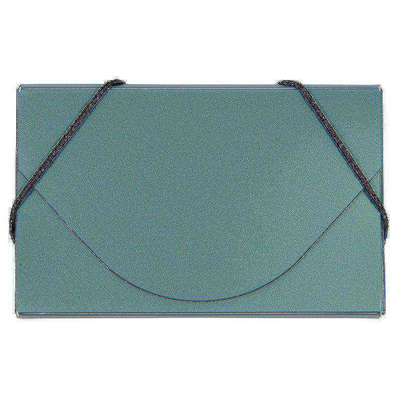 JAM Paper Business Card Case With Elastic Closure, Green Metallic MPN:365659