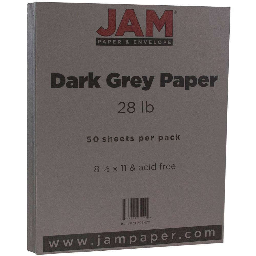 JAM Paper Color Multi-Use Printer & Copy Paper, Dark Gray, Letter (8.5in x 11in), 50 Sheets Per Pack, 28 Lb MPN:26396470