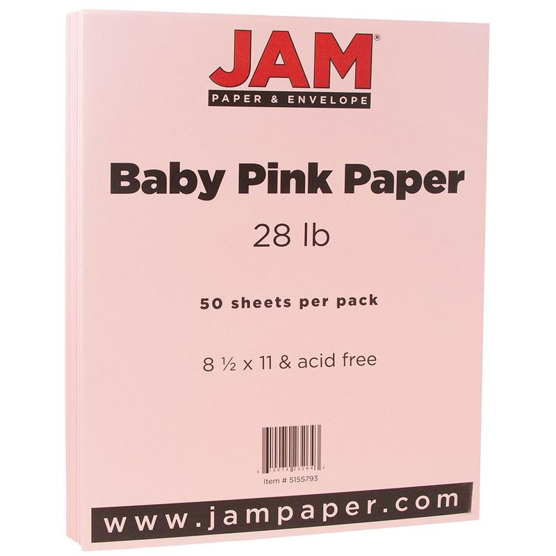 JAM Paper Color Multi-Use Printer & Copy Paper, Baby Pink, Letter (8.5in x 11in), 50 Sheets Per Pack, 28 Lb MPN:5155793