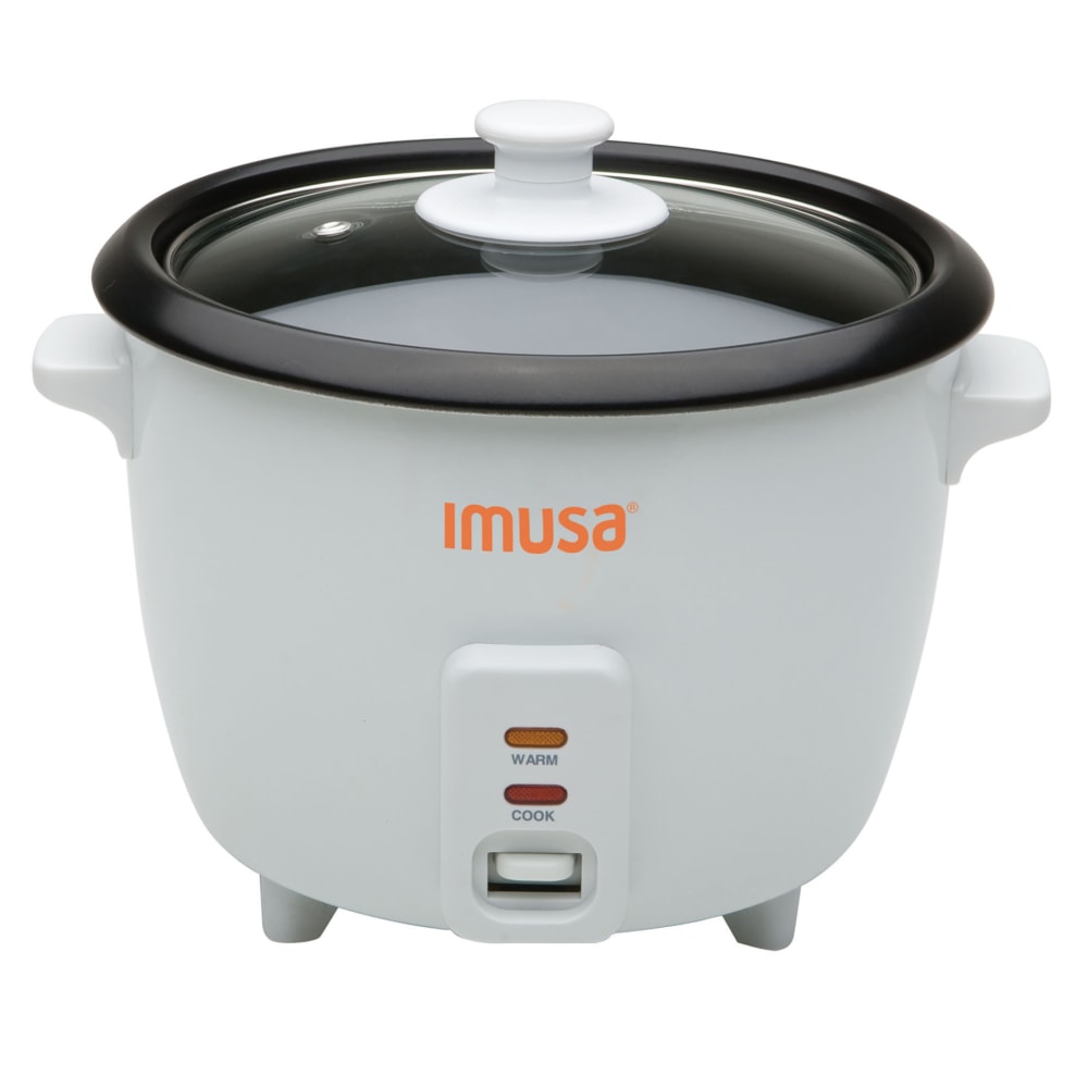 IMUSA Electric Non-Stick 3-Cup Rice Cooker, 7-1/2inH x 8-11/16inW x 8-11/16inD, White MPN:GAU-00011