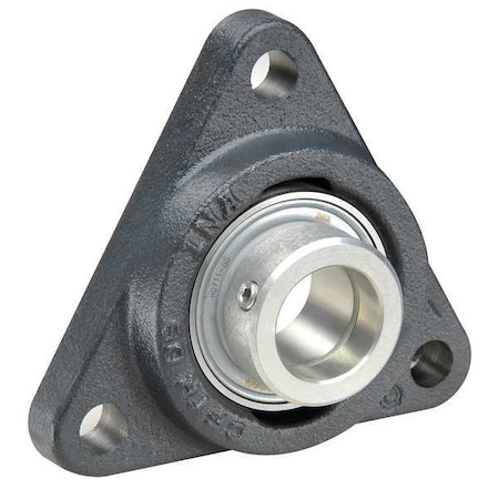 3 Holes, Triangular Housing, 3 Bolt Flange Bearing, Radial Ball, 25 mm Dia, Cast Iron, Eccentric Locking Collar MPN:PCFTR25-XL