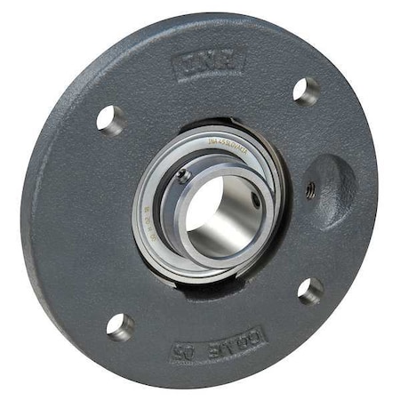 4 Holes, Circular Housing, 4 Bolt Flange Bearing, Radial Ball, 30 mm Dia, Cast Iron, Set Screw MPN:PMEY30-XL-N