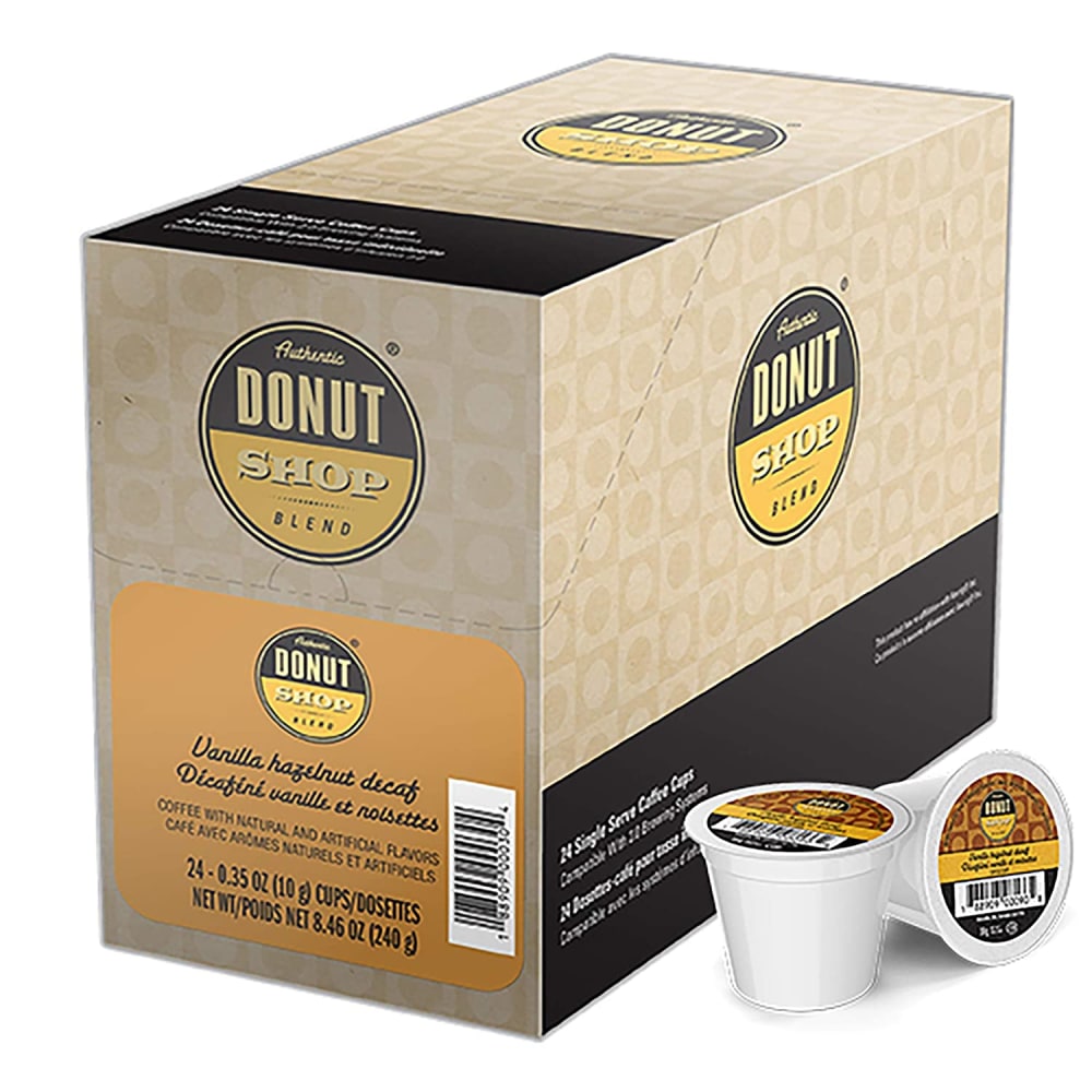 Authentic Donut Shop Blend Single-Serve K-Cup Decaf Coffee, Vanilla Hazelnut, Box Of 24 Pods MPN:SNDO2210