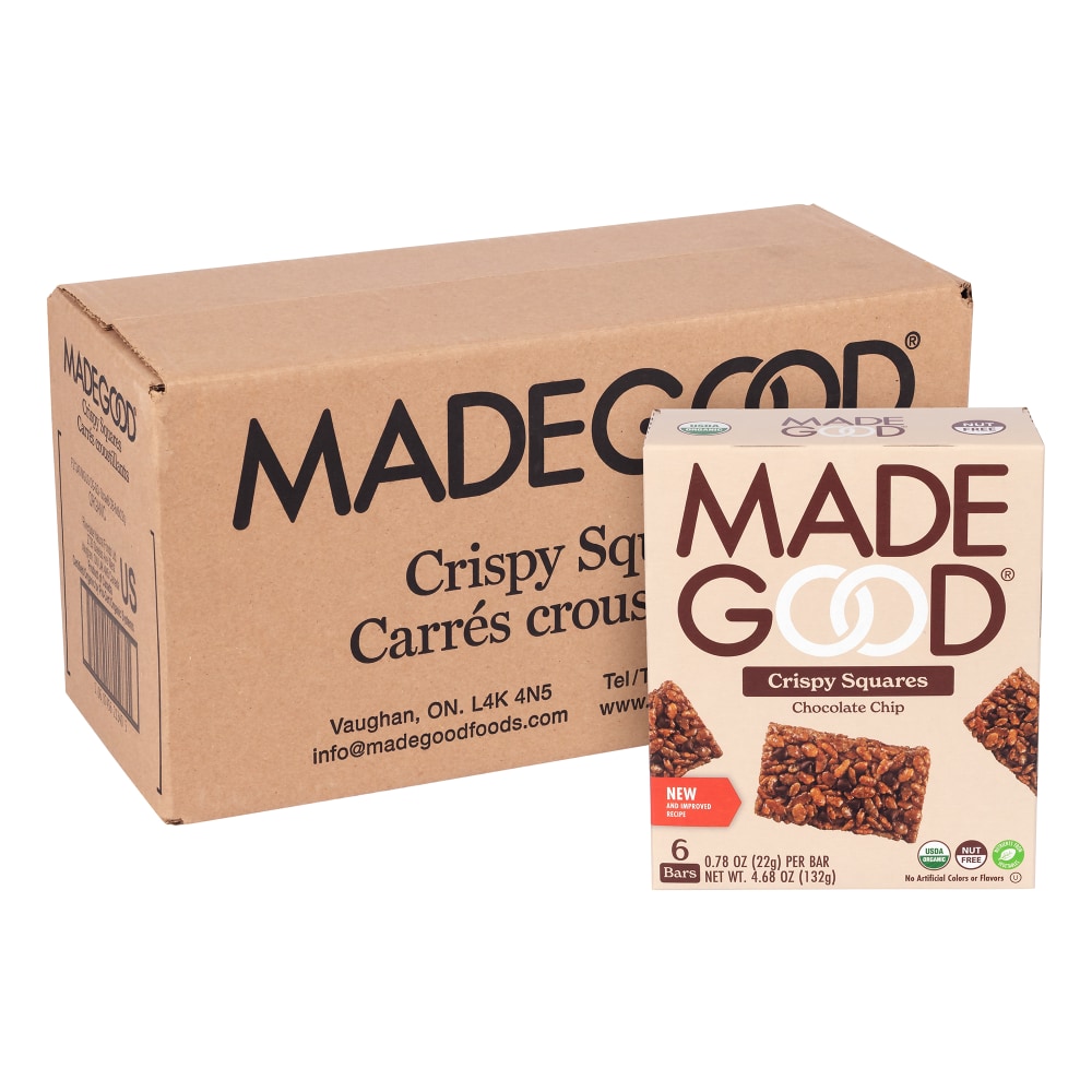 Made Good Madegood Chocolate Chip Crispy Squares, 0.78 Oz, 6 Bags Per Pack, Case Of 6 Packs MPN:10687456213290
