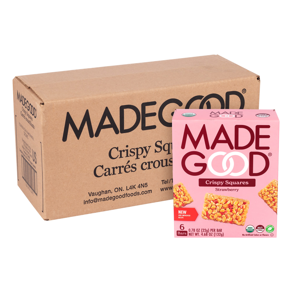 Made Good Madegood Strawberry Crispy Squares, 0.78 Oz, 6 Packages Per Pack, Set Of 2 Packs MPN:10687456213405