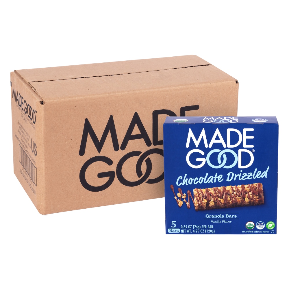 Made Good Madegood Chocolate Drizzled Granola Bars, Vanilla, 0.85 Oz, 5 Bars Per Box, Pack Of 6 Boxes MPN:10687456214150