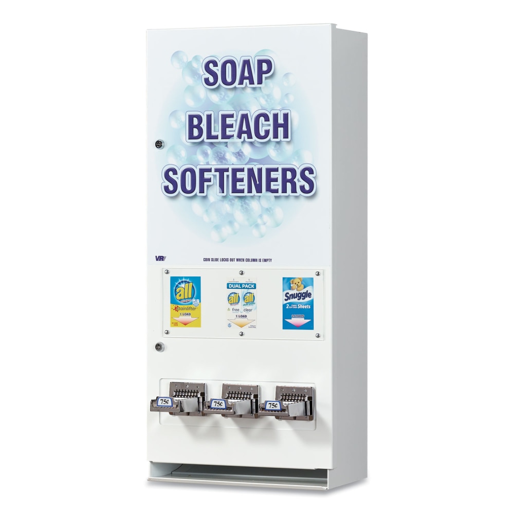 Vend-Rite Coin-Operated Soap Vender, 3-Column, 16.25 x 9.5 x 37.75, White/Blue MPN:VEN 394-100