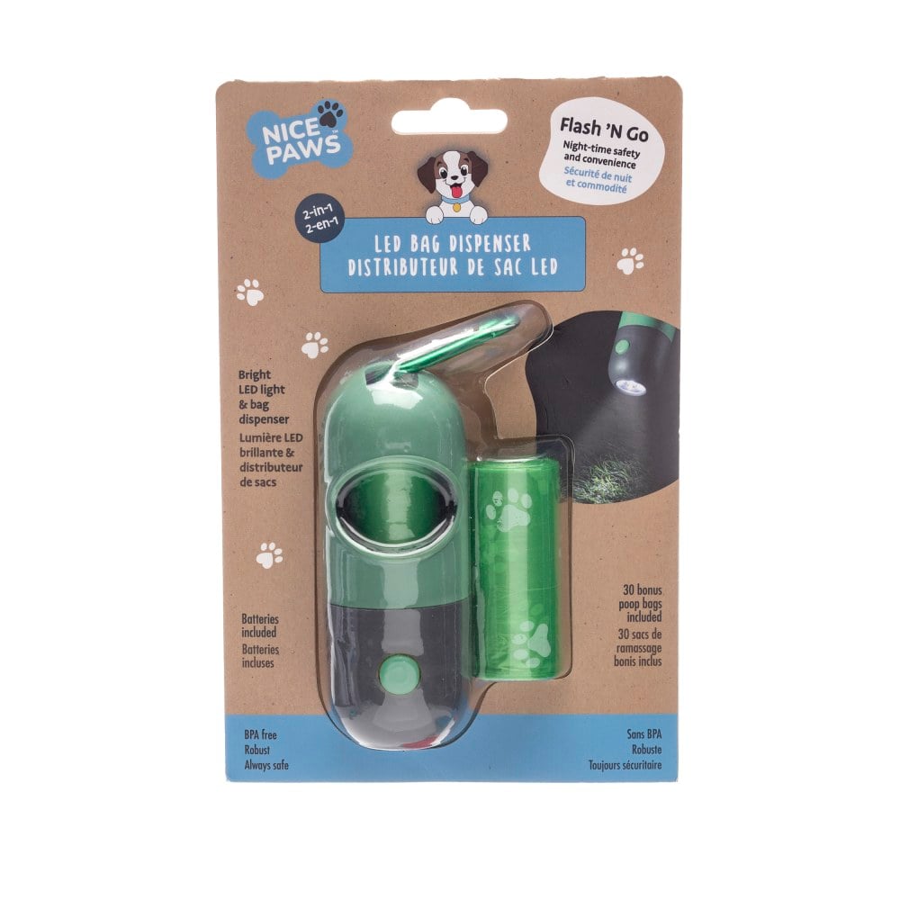 Nice Paws Flash ‘N Go Waste Bag Dispenser, Green MPN:NP20750