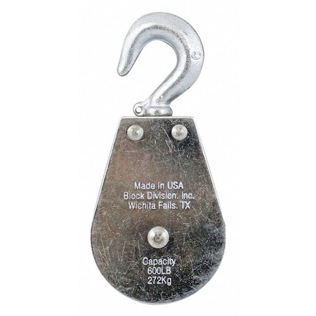 Block, Cable, 3/16 in Max Cable Size, 600 lb Max Load, Zinc Plated MPN:16900031