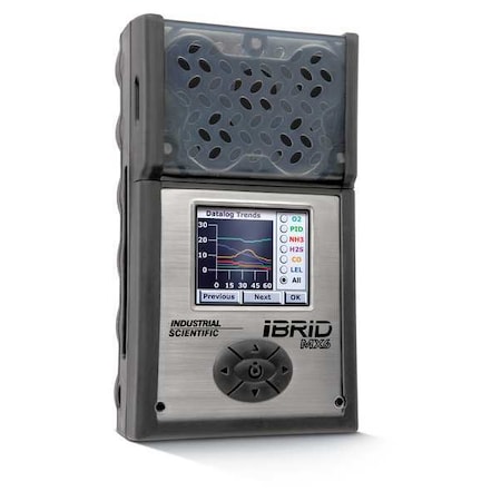 MX6 iBrid Multi-Gas Detector, IP64, Audible, Vibrating, Visual, LCD, 36 hr Battery Life MPN:MX6-K1230211