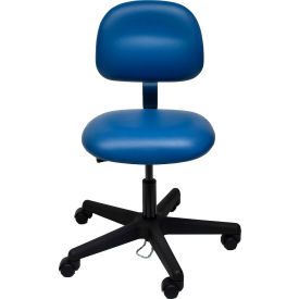 ESD-Safe Vinyl Clean Room Chair with Nylon Base with Drag Chain Blue 52-VCON BLUE-411