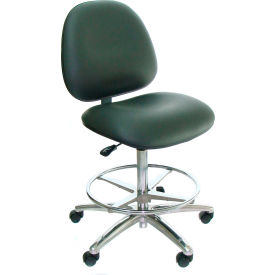 Heavy Duty Clean Room Stool - Vinyl - High Back - Aluminum Base - Black AE20W-VCR BLACK-251