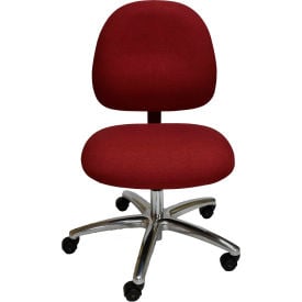 High Back Conductive Fabric Chair w/ Aluminum Base & ESD Casters Light Burgundy AE22W-FC Burg-461