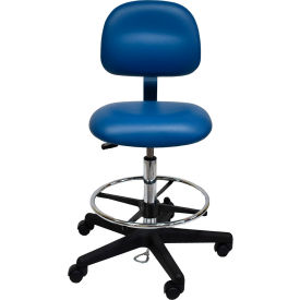 ESD Stool - Vinyl - Low Back - Nylon Base - Blue 50-VCON-Blue-411