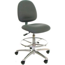 ESD Stool with Footrest - Mid-Back - Fabric - Blue - Aluminum Base AM20S-FC BLUE-413