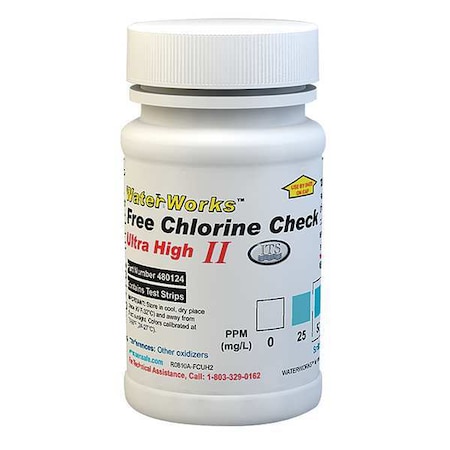 Test Strips, 0 to 2, 000 ppm Chlorine, PK50 MPN:480124