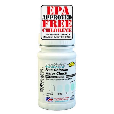 Test Strips, Free Chlorine, 0 to 6.0ppm, PK50 MPN:481026
