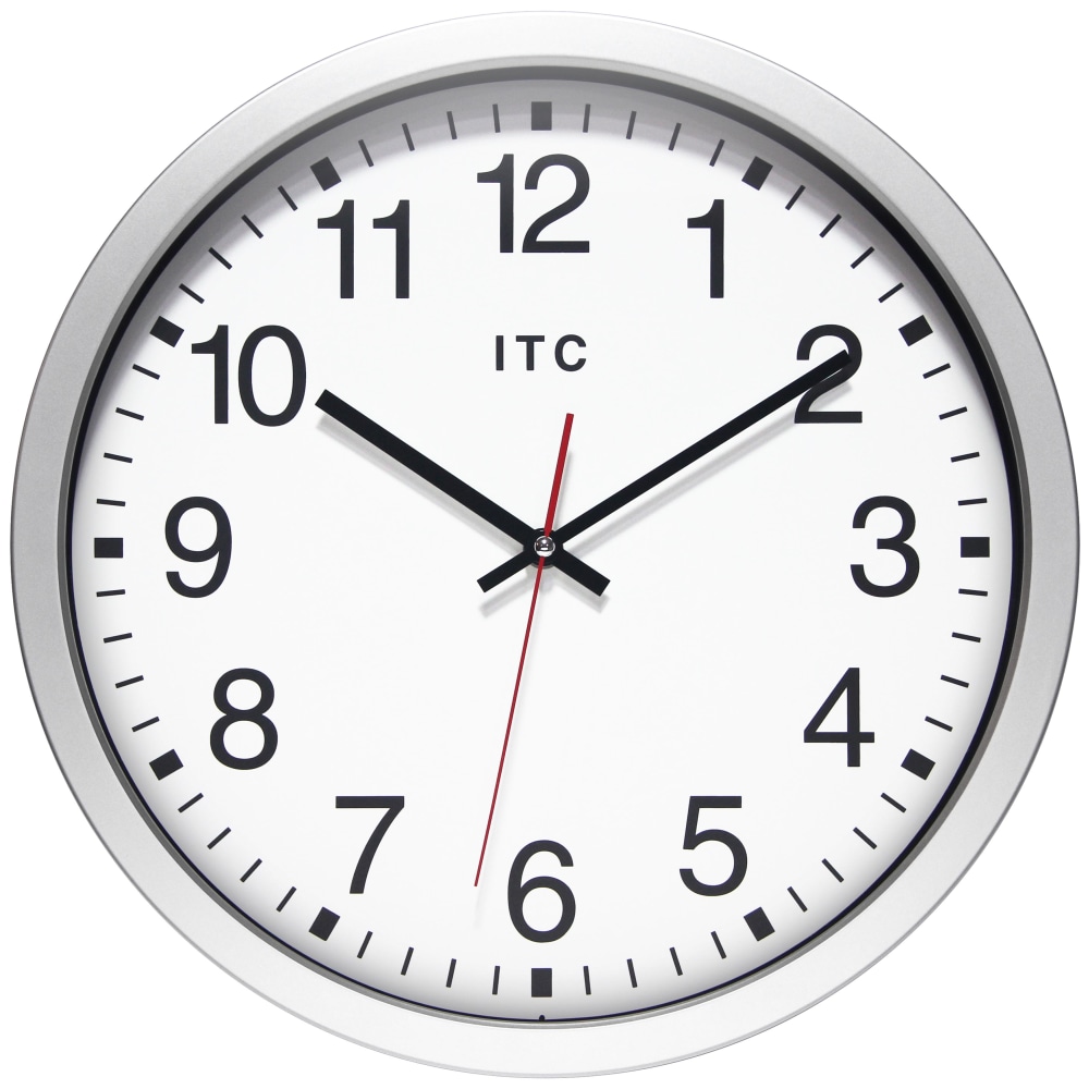 Infinity Instruments Obsidian Wall Clock, 14in, Silver MPN:12830SV-830