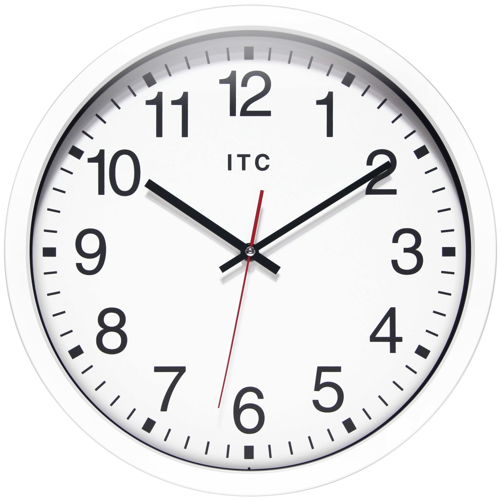 Infinity Instruments Obsidian Round Wall Clock, 14in, White MPN:12830WH-830