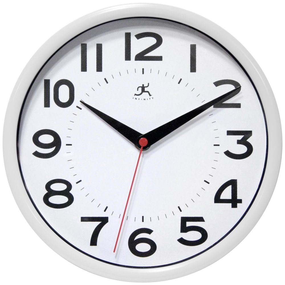 Infinity Instruments Metro Round Wall Clock, 9in, White MPN:14220WH-3364