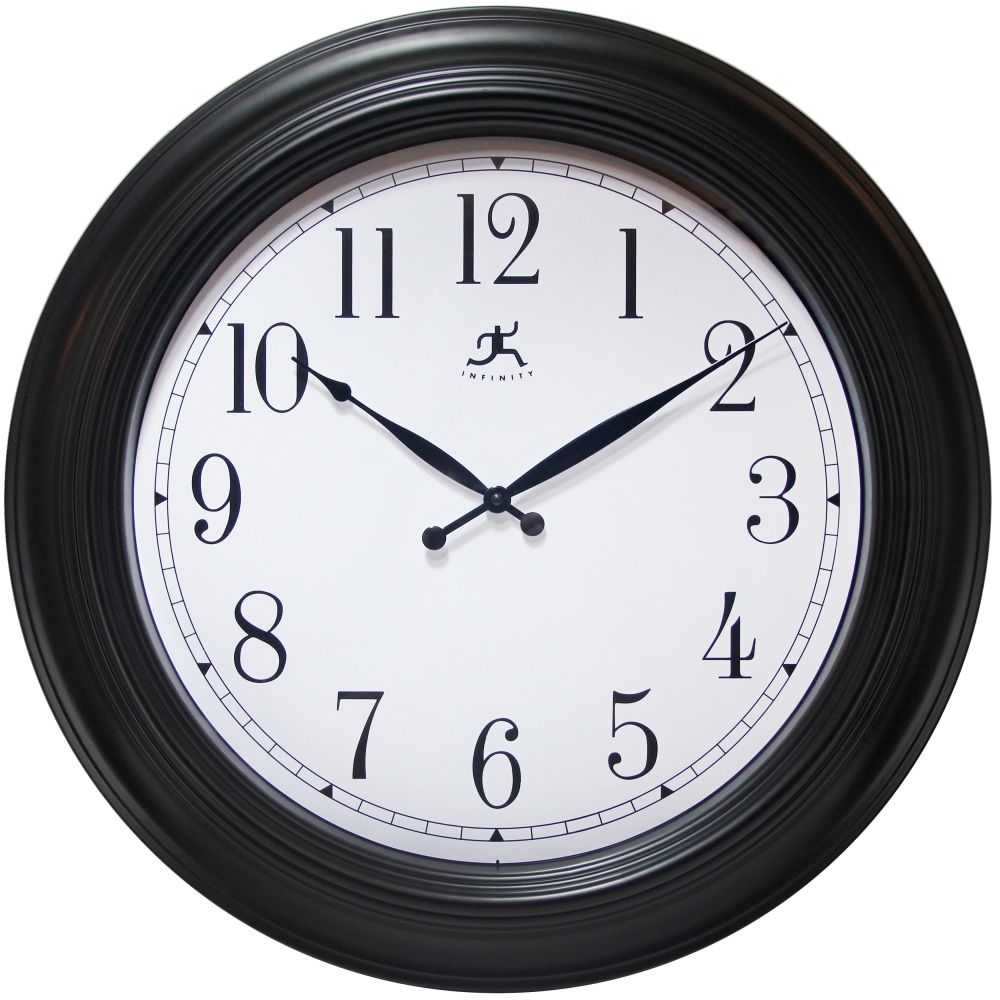 Infinity Instruments Classic Round Wall Clock, 24in, Black MPN:15212BK-4025