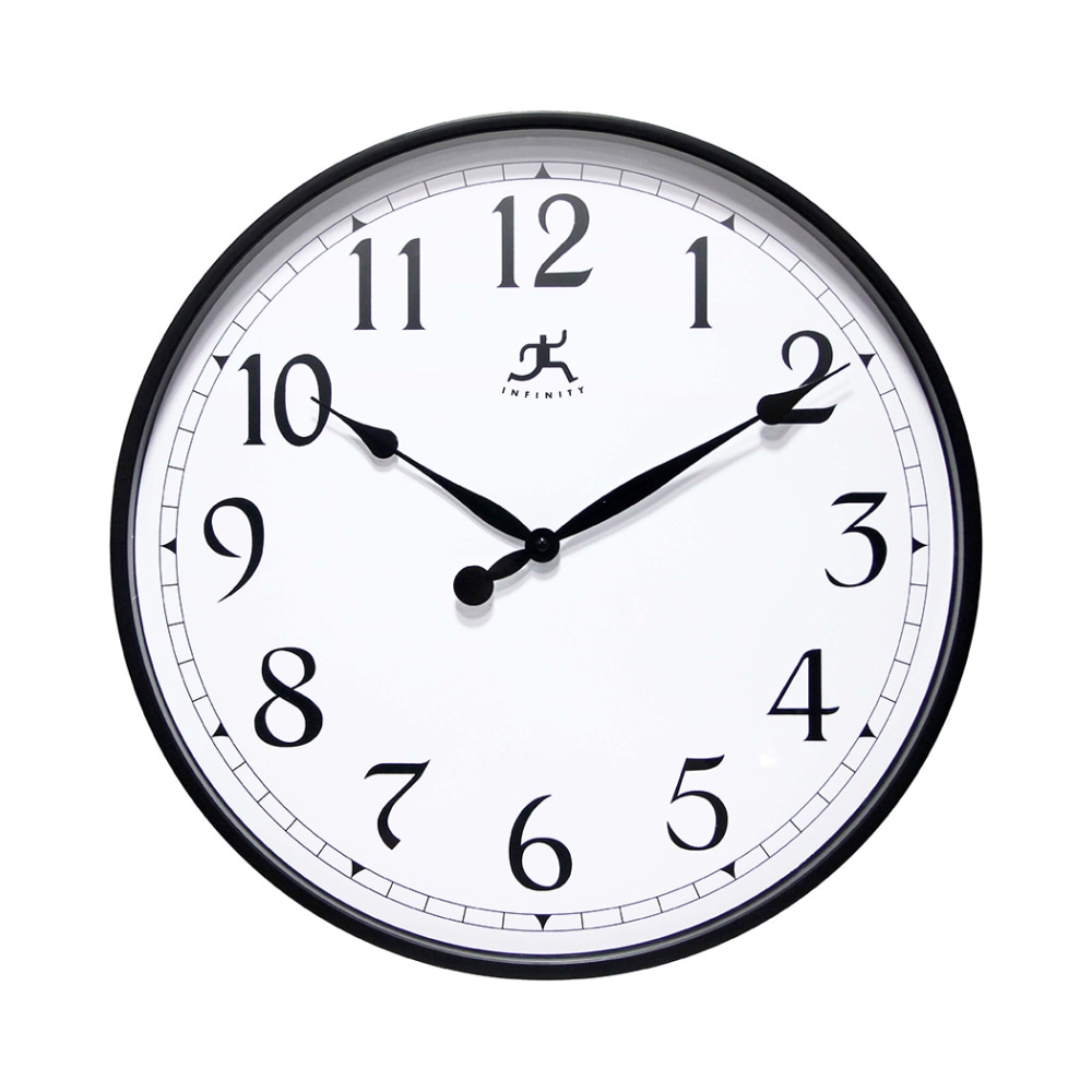Infinity Instruments Office Round Wall Clock, 18in, Black MPN:20016BK-1567