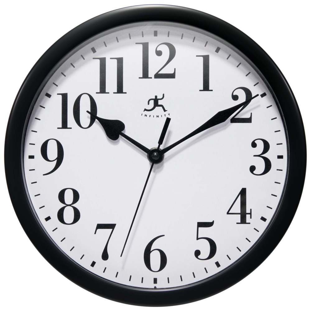 Infinity Instruments Simple Round Wall Clock, 9in, Black MPN:20048BK-4400