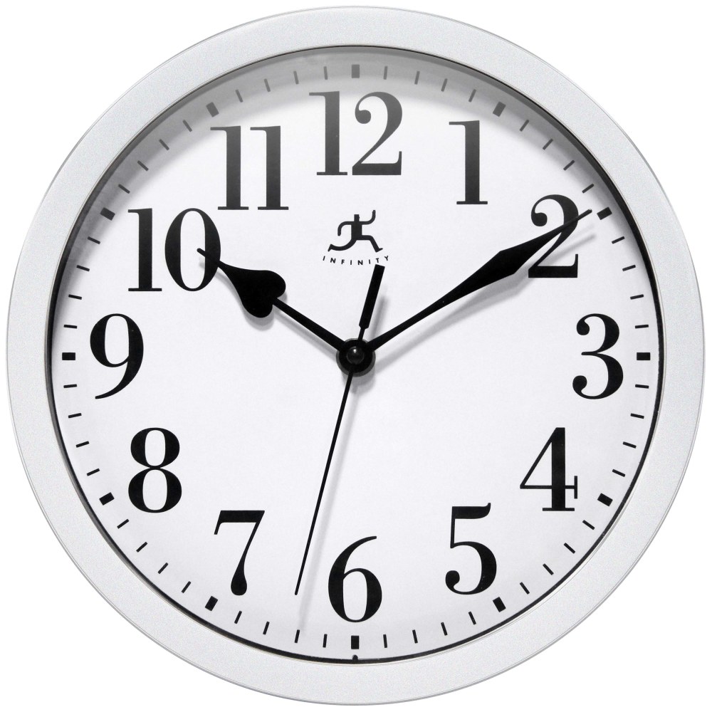 Infinity Instruments Simple Round Wall Clock, 9in, Silver MPN:20048SV-4400