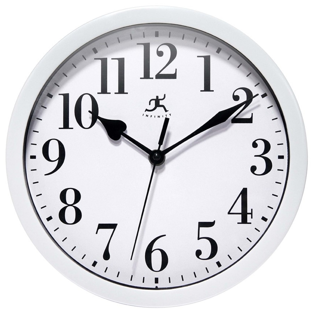 Infinity Instruments Simple Round Wall Clock, 9in, White MPN:20048WH-4400