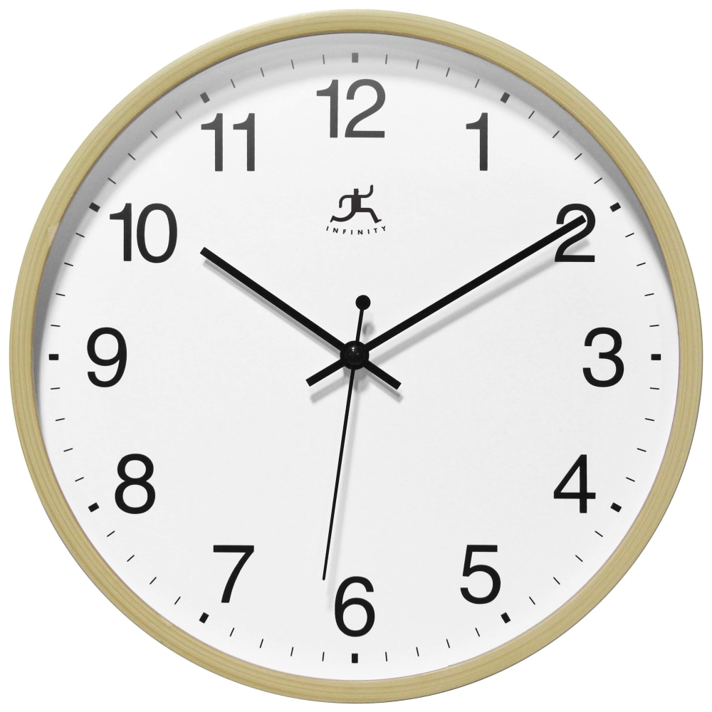 Infinity Instruments Light Oak-Look Round Wall Clock, 10in, Tan MPN:20252NT-4099