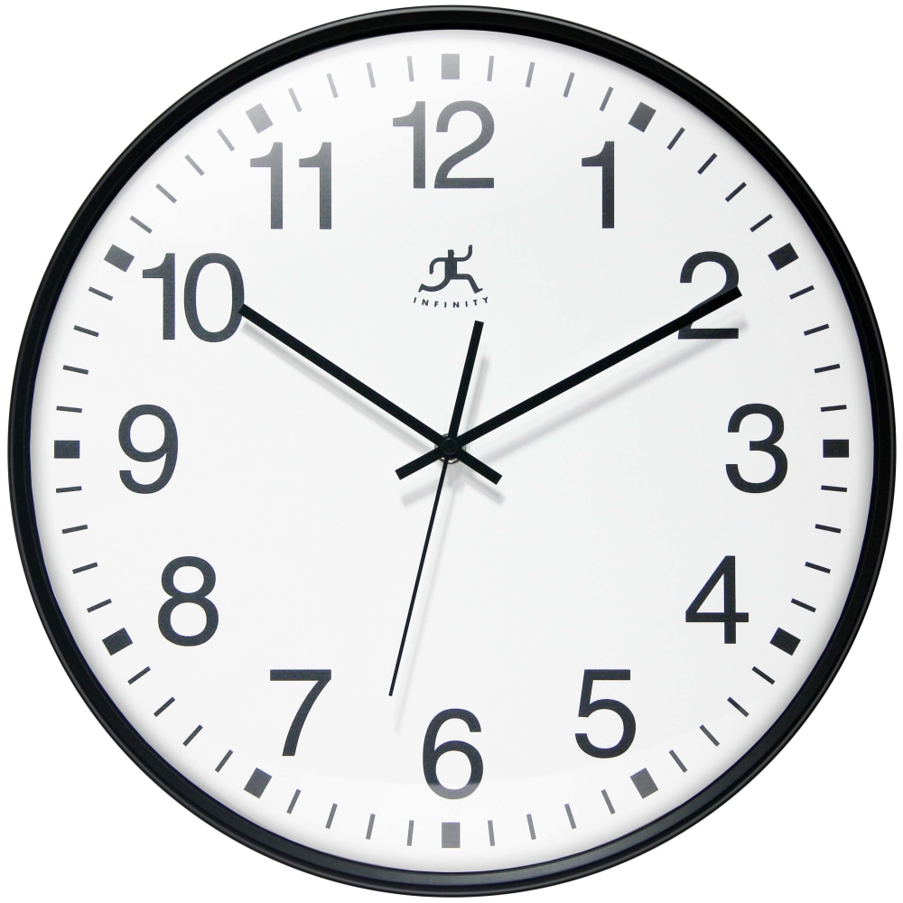 Infinity Instruments Apollo Round Wall Clock, 15in, Black MPN:20359BK