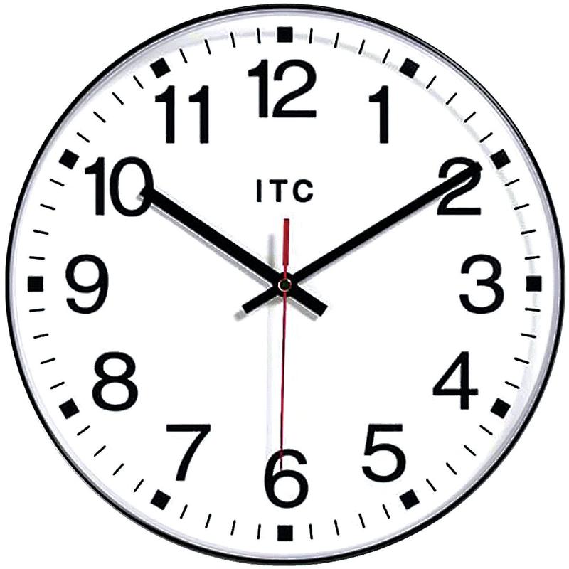 Infinity Instruments Round Wall Clock, 12in, Black/White MPN:90/1201