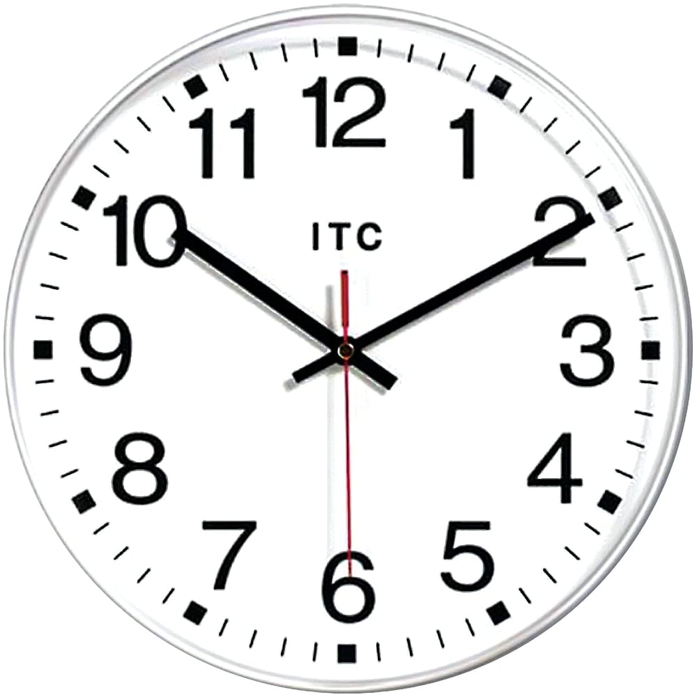 Infinity Instruments Round Wall Clock, 12in Black/White MPN:90/1202