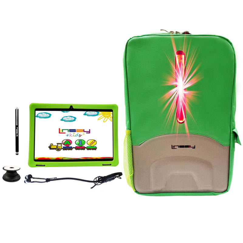 Linsay F10IPS Tablet, 10.1in Screen, 2GB Memory, 64GB Storage, Android 13, Kids Green LED MPN:F10IPKGLEDP