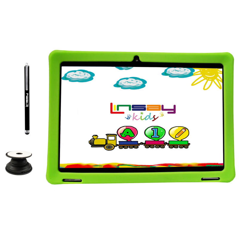 Linsay F10IPS Tablet, 10.1in Screen, 2GB Memory, 64Gb Storage, Android 13, Kids Green, F10IPKIDSGP MPN:F10IPKIDSGP