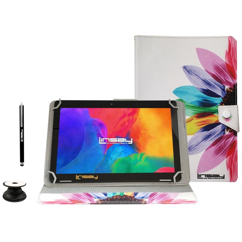 Linsay F10IPS Tablet, 10.1in Screen, 2GB Memory, 64GB Storage, Android 13, Rainbow MPN:F10IPRAINP