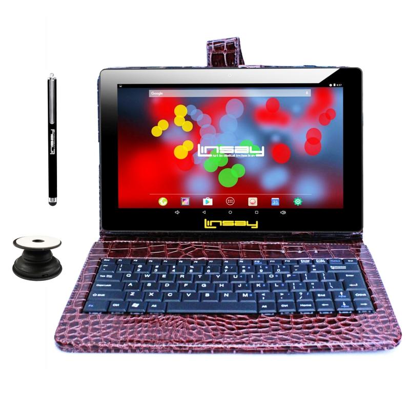 Linsay F10IPS Tablet, 10.1in Screen, 2GB Memory, 64GB Storage, Android 13, Brown Crocodile MPN:F10XIPSBKCOBROWNP