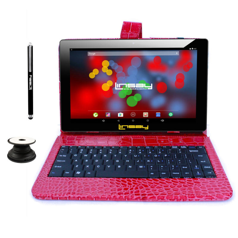 Linsay F10IPS Tablet, 10.1in Screen, 2GB Memory, 64GB Storage, Android 13, Red Crocodile MPN:F10XIPSBKCOREDWP