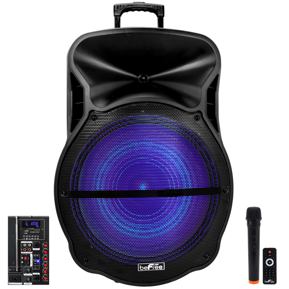 BeFree Sound 80W Bluetooth Wireless Portable Rechargeable Speaker With Reactive LED Lights, Black, 995106466M MPN:995106466M