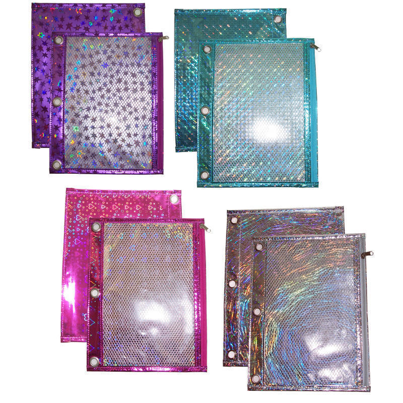 Inkology Laser Binder Pencil Pouches, 10inH x 10inW x 3inD, Assorted Colors, Pack Of 12 Pouches MPN:488-2